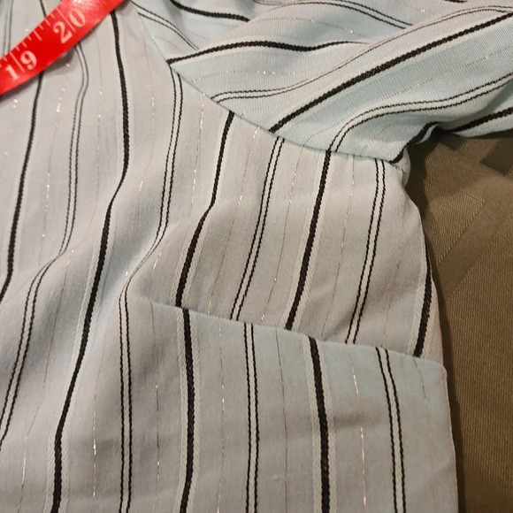 Gloria Lance Blouse Mint Green Black Stripes Size 3X Short Sleeve Built in Tank - Picture 10 of 13